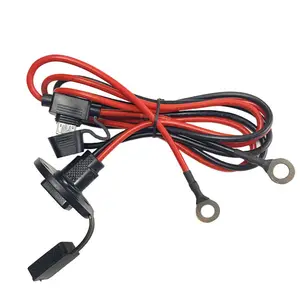 Automotive Wiring Harness 2pin SAE Panel Mount Socket to O ring terminal with fuse holder