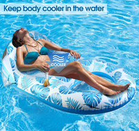 Aufblasbare PVC-Schwimmliege mit abnehmbarem Sonnenschutznetz & Getränkehalter, langlebige, umweltfreundliche schwimmende Hängematte für Erwachsene