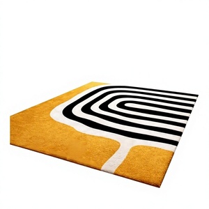 Premium Quality Geometric Hand Tufted <b>Wool</b>/Viscose Blend Beige Latex Stain Resistant Non-Slip Carpet Low Price INDIAN TEXTILES - Product Image 1