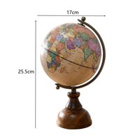 Globe terrestre vintage de 14,5 cm, style antique, cadre en bois et métal, papier, décoration éducative pour la maison, cadeau