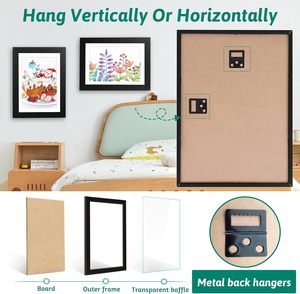 Iron Wood Stripe Style Kids Artwork <b>A4</b> <b>Photo</b> <b>Frame</b> Front Opening Storage Wall Mount Tabletop for 50 Pictures - Product Image 6