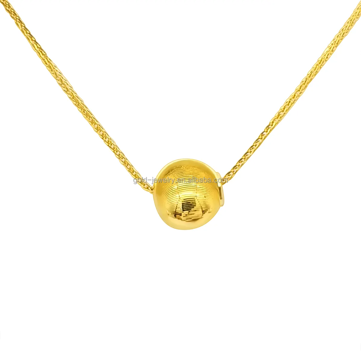 Ball Mill Gold Necklace Pendent 18K Real Gold Pendant Long Chains Women Jewelry 18k Gold Necklace Jewelry