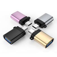 Adaptor Kabel USB-C Female ke USB-A Male, USB 3.0 Tipe-C USB-A OTG Data, Konverter Pengisian Cepat dari Aluminium Alloy untuk Kamera dan Komputer