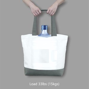 Sac à provisions en toile de coton de taille moyenne, tissu de corde imprimé personnalisé avec fermeture à glissière, cadeau publicitaire réutilisable à usage quotidien - Product Image 5
