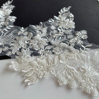 Personnalisé Bling Bling Paillettes Perlé Fleur Floral Dentelle Garniture pour Robe de Mariée