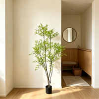 Arbre artificiel Nandina vert clair WarmthPerch, en plastique, écologique, moderne, 5,4-7,2 pieds, pour la décoration intérieure de villas, centres commerciaux et hôtels