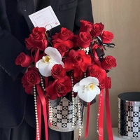 Ensemble de seau à fleurs JOYWOOD pour la Saint-Valentin, 2 boîtes cadeaux, carton, matériaux recyclés imperméables, arrangement floral mat