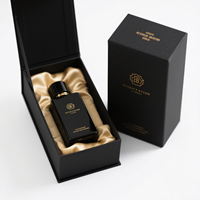 Boîtes à parfum personnalisées en carton noir avec estampage à chaud doré et doublure en velours doré, emballage cosmétique de luxe pour marques haut de gamme