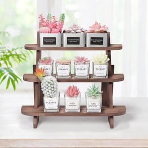 Expositor <span class=keywords><strong>de</strong></span> Madera para Cupcakes, Soporte Rústico <span class=keywords><strong>de</strong></span> Madera <span class=keywords><strong>de</strong></span> 4 Niveles para Exhibición <span class=keywords><strong>de</strong></span> <span class=keywords><strong>Funko</strong></span> Pop, Vendedores, Pendientes y Anillos - Product Image 5