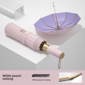 Small UV Protection Automatic Sunscreen Umbrella for Men Women 10-Bone Color <b>Glue</b> Classic Fresh Printed Logo Travel Friendly - Product Image 3