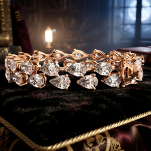 Bracelet de luxe en or rose avec diamants taille poire pour femme, bijoux élégants pour anniversaire de mariage, bracelet jonc en cristal en forme de goutte d'eau - Product Image 1