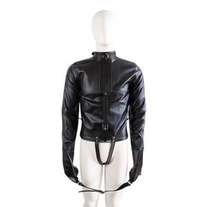 Traje de Cuero Sintético HM para Restricción, Arnés Corporal Fetiche BDSM, Arnés Sexy para Auto-Bondage, Camisa de Forzaje para Juegos con Cuerdas, Varios Colores - Product Image 1