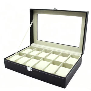 Boîte à Montres de Luxe Personnalisée de Haute Qualité en Cuir PU Rectangulaire à 12 Emplacements pour Présentoir et Rangement de Bijoux, Protectrice, Durable et Résistante aux Chocs - Product Image 1