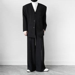 OUDINA inverno pesante Set di Blazer Casual a <span class=keywords><strong>taglio</strong></span> irregolare cuciti a mano per <span class=keywords><strong>donna</strong></span> completo a due pezzi giacca da <span class=keywords><strong>donna</strong></span> - Product Image 2