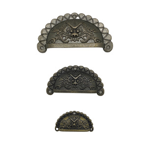 Antique Bronze Semi Circular Door Handles Zinc Alloy Dragon Shell Chinese Style Retro <b>Hardware</b> For Cabinet Drawer - Product Image 2