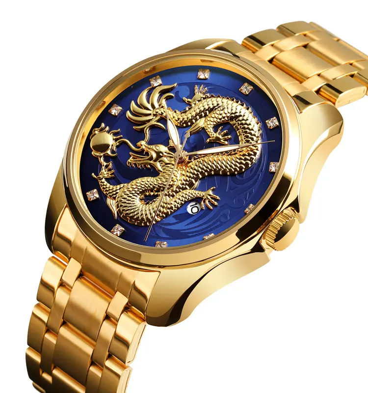 Manufacturer custom wholesale water sports watch for men Gold watches men wrist luxury skmei 9193 quartz watch stainless steel