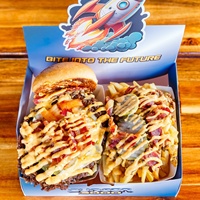 Barquettes à hamburgers créatives avec logo personnalisé, écologiques, 2 en 1, jetables, en kraft, pour hamburgers et frites