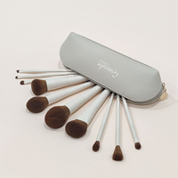 Mini Kit de Pinceaux de Maquillage Portable 10 Pièces pour le Visage, Idéal Voyage, Pinceau Éventail Correcteur, Option Logo Personnalisé, Manche en Bois, Poils Synthétiques