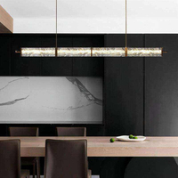 Lustre moderne design en verre glacé, bande linéaire, or brossé, lampe suspendue LED pour restaurant, bureau, bar, maison italienne