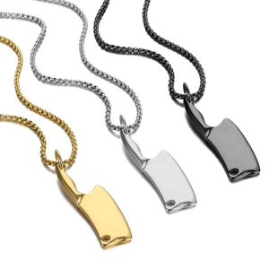 Collier en acier inoxydable avec pendentif couteau de cuisine pour homme, bijoux créatifs en acier titane - Product Image 4