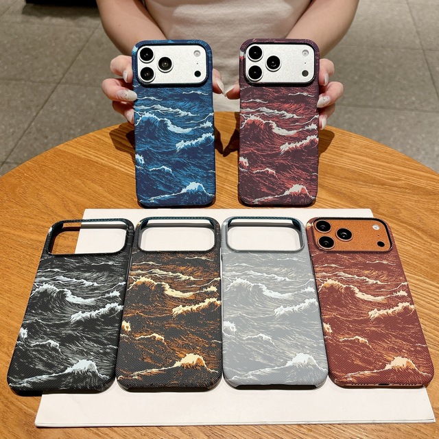 New Carbon Fiber PC Wave Texture Magnetic Phone Case Ultra Thin Half Wrap Protective Cover for iPhone 17 Pro Max CASE