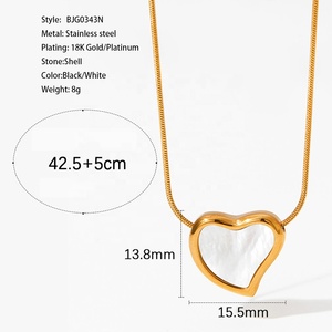 BJG0343N nuevo colgante de concha de corazón de melocotón torcido vintage collar de clavícula de lujo ligero de acero inoxidable - Product Image 6