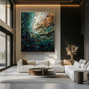 Póster Decorativo Pintado <span class=keywords><strong>a</strong></span> <span class=keywords><strong>Mano</strong></span>, Pintura al Óleo Hecha <span class=keywords><strong>a</strong></span> <span class=keywords><strong>Mano</strong></span>, Lámina <span class=keywords><strong>de</strong></span> Oro sobre Lienzo, Imagen Abstracta con Textura, Arte Mural 3D, Obras <span class=keywords><strong>de</strong></span> Arte, Pinturas - Product Image 5