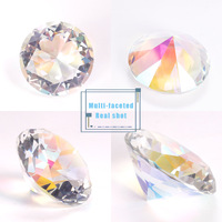 Presse-papiers en verre transparent de 80 mm en forme de diamant, ornement de présentation, décoration de mariage et de maison, matériel d'artisanat, cadeau