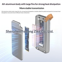 Kotak Hard Disk Aluminium Alloy Perak/Abu-abu Lightning 5 80Gbps Grosir Pabrik, Kompatibel dengan Lightning/4/USB4 M.2 NVMe Mobile