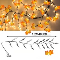 Guirlandes lumineuses LED pliables en forme de feuille d'érable, avec télécommande, pour Noël, chambre, maison, intérieur, extérieur, Luces Navideas