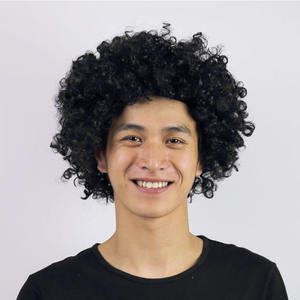 Perruque <span class=keywords><strong>Afro</strong></span> Clown Synthétique Courte Bouclée à Prix Usine Pas Cher pour Fêtes, Fans de Football, Halloween et Carnaval – Vente en Gros - Product Image 3