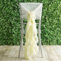 Cagoules à volants en saule bouclé rose blush Ceintures de chaise Chiavari pour chaise de mariage