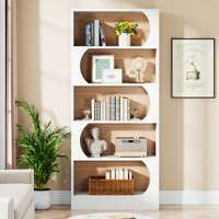 Estantería de Almacenamiento para Sala de Estar, Diseño 2024, Moderna, Tipo Piso, 5 Niveles, Madera Blanca, Minimalista, para Muebles de Oficina en Casa
