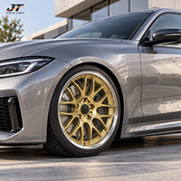 Jantes forgées 6061-T6 à rayons fendus dorés avec lèvre chromée, finition or poli concave, 18-22 pouces, 5x112 5x114.3 pour BMW Audi Mercedes-Benz