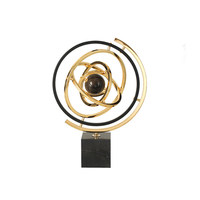 Globe en cuivre métallique semi-fait main, motif géométrique en marbre, style minimaliste moderne de luxe léger, pour la décoration intérieure et l'utilisation sur le bureau.