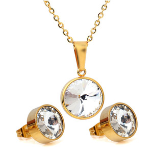 Parure de bijoux style européen et américain avec collier et boucles d'oreilles en cristal rouge, sertissage clos de 15 mm et 12 mm, pour usage quotidien - Product Image 4