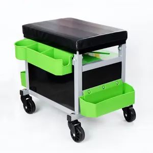 Adjustable Creeper Seat Stool Tool Creeper With Tool Tray Rolling Garage/Shop Creeper Mechanic Cart With Padded Headrest
