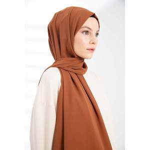 Écharpe/Hijab en crêpe de style ethnique, imprimé noisette, en mousseline de polyester tissée pour le printemps, l'été et l'hiver - Product Image 4