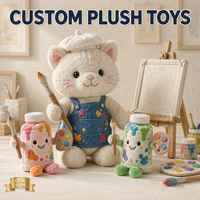 Jouets en peluche chat peintre personnalisés OEM ODM, thème palette de peinture, poupée en peluche, vente en gros, cadeau pour enfants