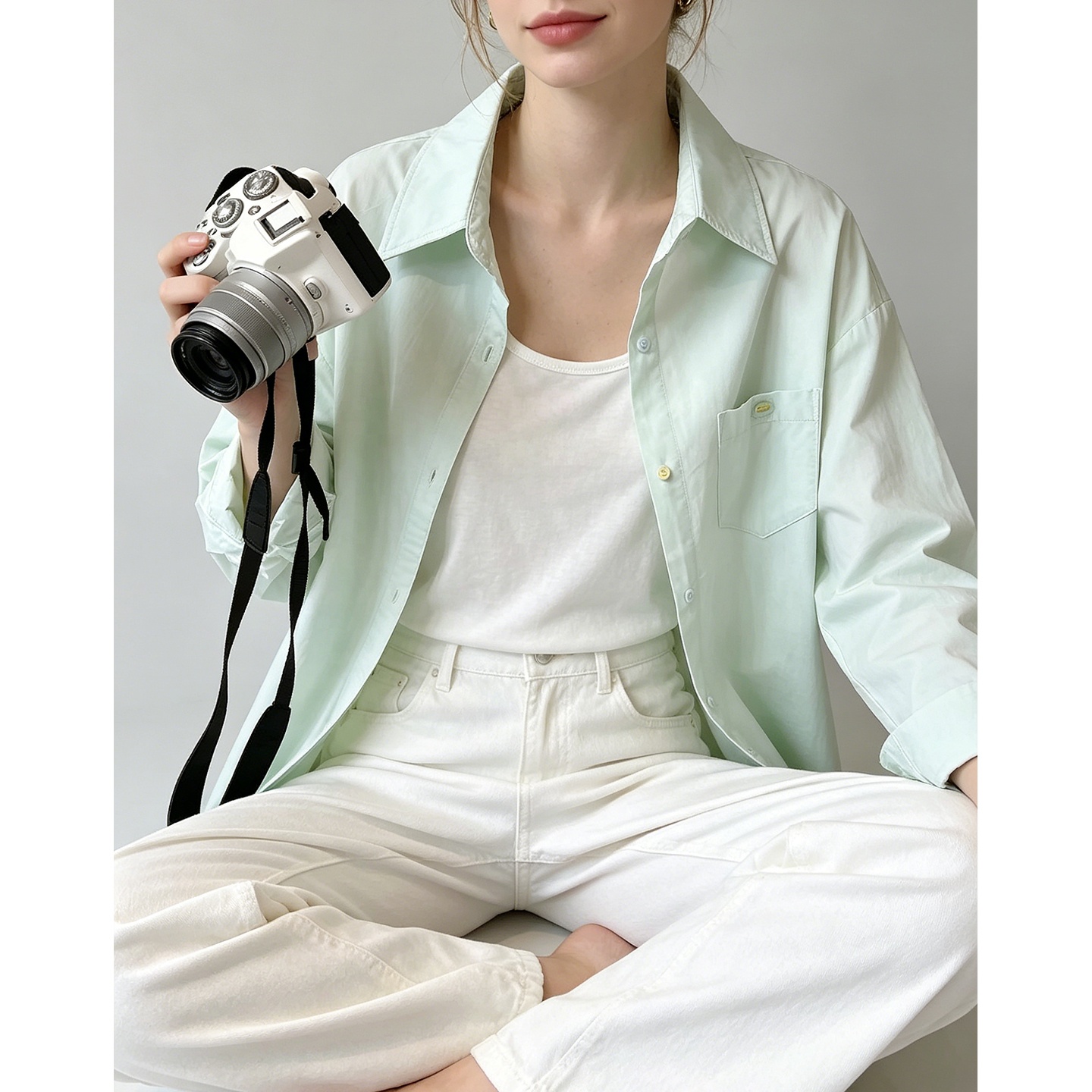 Wholesale Mint Green Shirt Women Linen Material, Oversized Style |  Alibaba.com