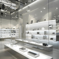 Vitrine à bijoux en acier inoxydable GZowin avec verre haute transparence et éclairage LED - Dimensions durables et personnalisables pour la vente au détail de marques