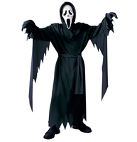 Effrayant Halloween Adulte Noir Cri Fantôme Cosplay Costume avec EVA Masque et Combinaison Avec Robe Costumes
