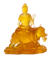 Artfamily - Statue de Bouddha en verre de cristal fait main sur mesure, Manjusri Bodhisattva et Samantabhadra Bodhisattva, design traditionnel