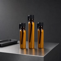 Flacon compte-gouttes vide en verre ambré, bouteille d'échantillon de parfum avec bouchon à vis noir, logo personnalisé, petite bouteille en verre, fabrication en usine