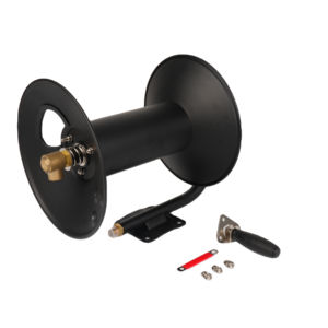 Enrouleur de tuyau en acier à base <span class=keywords><strong>fixe</strong></span> robuste de 100 pi 30m pour laveuse électrique et jetter d'égout Enrouleur de tuyau de 3/8 pouces Manivelle 4000 PSI - Product Image 1