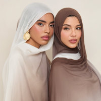 Nouveaux Hijabs Premium Ombre en Modal, Bords Doublement Cousus, pour Femmes Musulmanes, en Tissu Délicat de Rayonne Viscose, Longue Écharpe Châle à Blocs de Couleurs