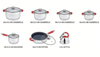 Ensemble de 13 ustensiles de cuisine en acier inoxydable, casseroles et poêles à induction avec couvercle en verre, bouilloire, poêle antiadhésive pour la cuisine à domicile