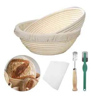 Boîte d'épreuvage de pâte en bois panier de Fermetation Premium Bannetons en gros Kit de levain loyal avec outils fournitures de fabrication de beurre