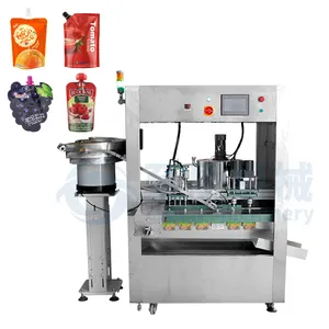 Automatic Paste Liquid Beverage Fruit Juice Doypack Spout Pouch Filling Capping Machine