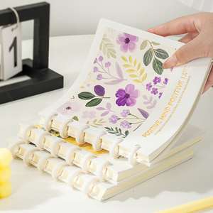 Cuaderno A5 personalizable para estudiantes universitarios cubierta de flores encuadernada en espiral agujero De Seta cuadrado hoja suelta línea en blanco Escuela de papel - Product Image 1